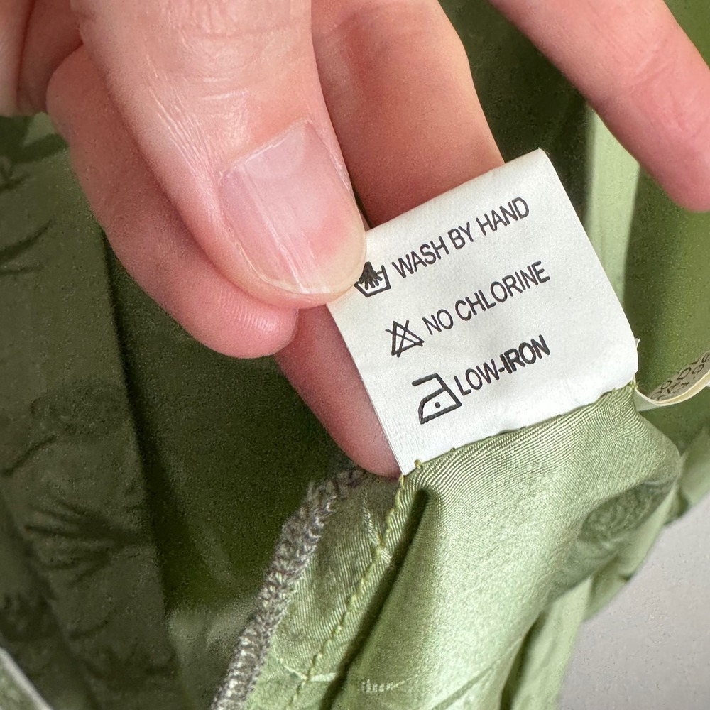 Old Shanghai Womens 100% Silk Kimono Robe OS Green Good Bamboo Jacquard Long - Picture 7 of 13